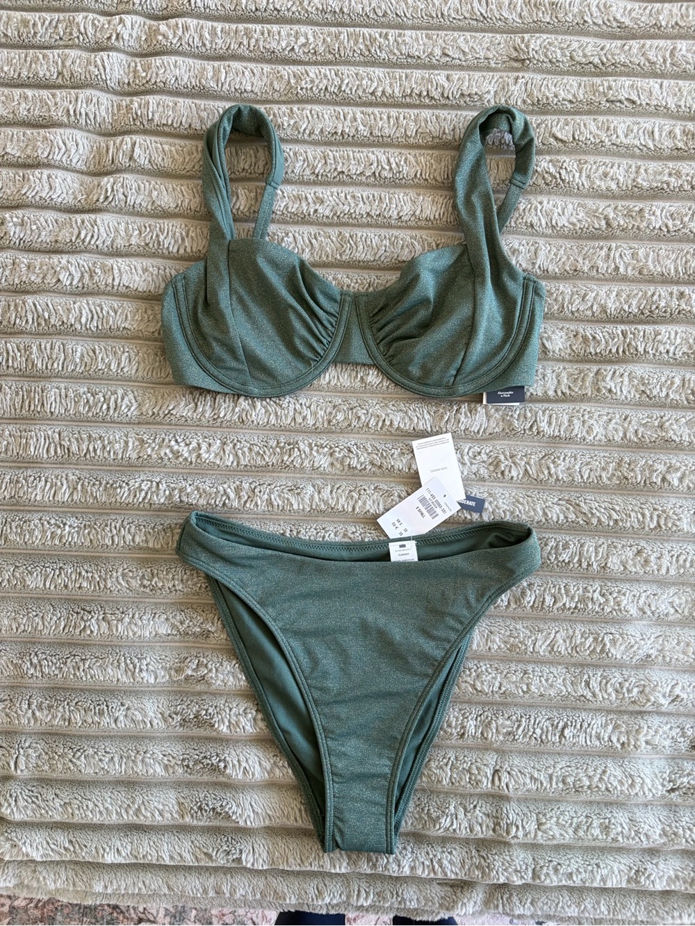 Abercrombie & Fitch Sparkly Two Piece Bikini Sparkly Green Set Size XS